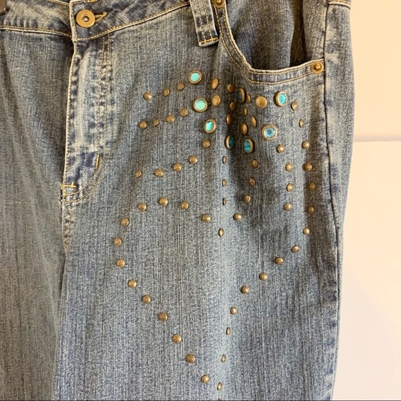 Andre Bini Turquoise Bling Jeans! Size 16 - Picture 1 of 7